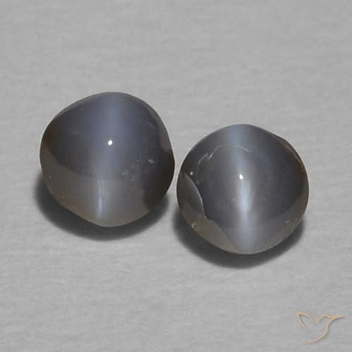 0.36ctw 天然 深灰色 金绿玉猫眼, 圆形的, 不透明