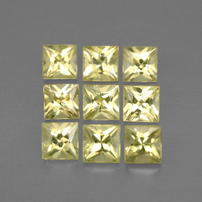天然黄色金绿宝石，方形，3.4×3.4毫米，VVS-VS