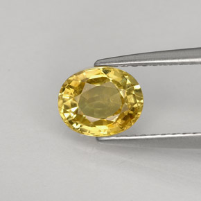 1.22克拉天然黄色金绿宝石，椭圆形切割，7×5.6毫米，VS