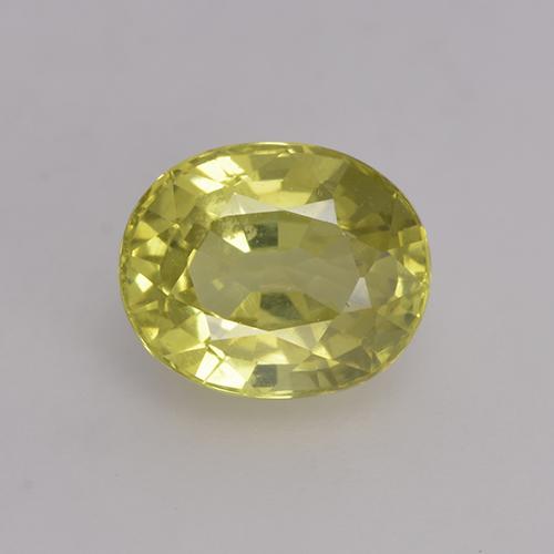 1.41克拉天然黄色金绿宝石，椭圆形切割，6.9×5.7毫米，VS