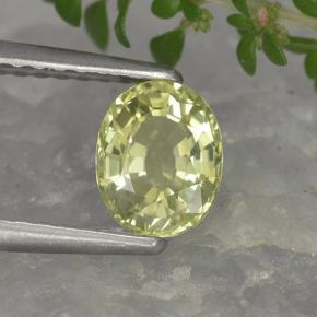 0.90克拉天然黄色金绿宝石，椭圆形切割，6.3×5.1毫米，VVS