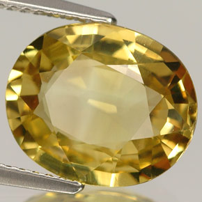5.20克拉天然黄色金绿宝石，椭圆形切割，12.2×10.1毫米，VVS