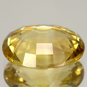 5.20克拉天然黄色金绿宝石，椭圆形切割，12.2×10.1毫米，VVS