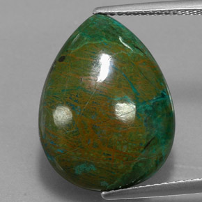 14.38克拉天然多色硅孔雀石，梨形，19.4×14.8毫米，不透明