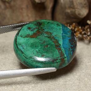 31.81克拉天然硅孔雀石，圆形切割，不透明