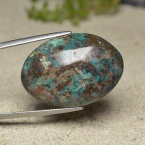30.82克拉天然硅孔雀石，椭圆形切割，不透明