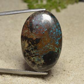 46.89克拉天然多色硅孔雀石，椭圆形切割，29.7×20.2毫米，不透明