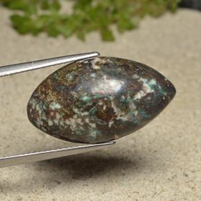 15.73克拉天然硅孔雀石，榄尖形，不透明