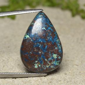 16.42克拉天然多色硅孔雀石，梨形，23×16.1毫米，不透明