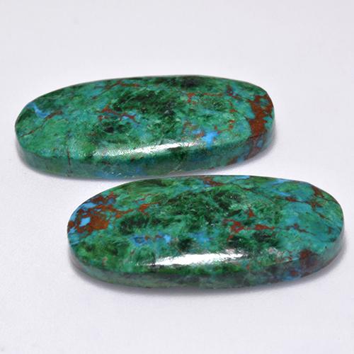25.92天然多色硅孔雀石，椭圆形切割，25.4×13.5毫米，不透明