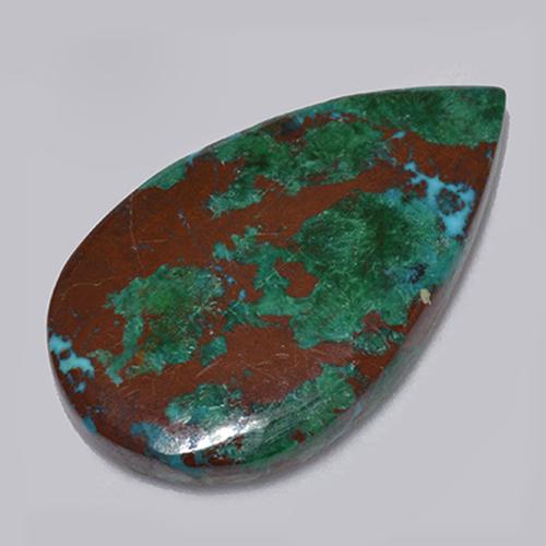 6.13克拉天然多色硅孔雀石，梨形，20.7×12.1毫米，不透明