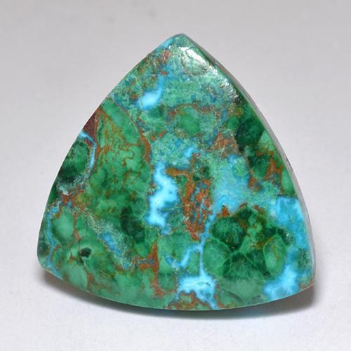 6.62克拉天然多色硅孔雀石，三角形，16.3×16.3毫米，不透明