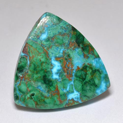6.62克拉天然多色硅孔雀石，三角形，16.3×16.3毫米，不透明