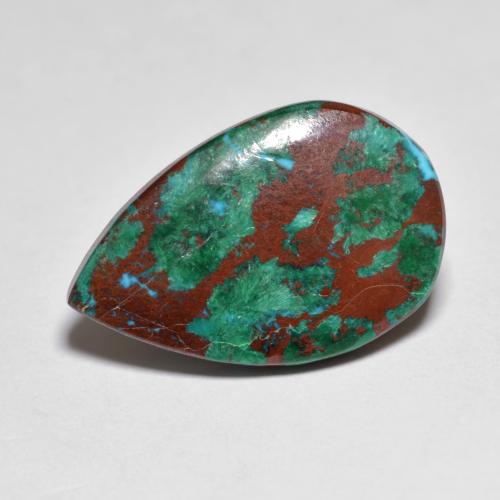 5.19克拉天然多色硅孔雀石，梨形，17.3×11.7毫米，不透明