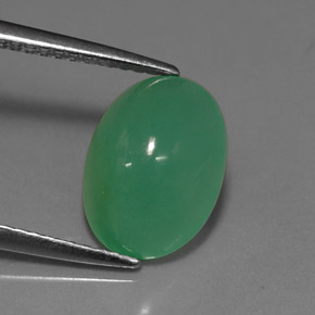 3.18克拉天然绿色绿玉髓，椭圆形切割，11×8.1毫米，半透明