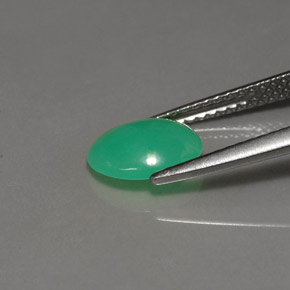 1.21克拉天然绿玉髓，椭圆形切割，半透明