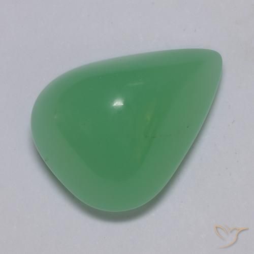 6.86克拉天然绿色绿玉髓，梨形，14.5×10.9毫米，半透明