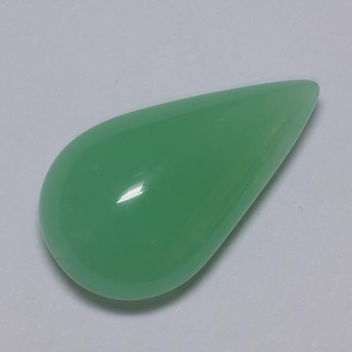5.70克拉天然绿色绿玉髓，梨形，17.2×10毫米，半透明