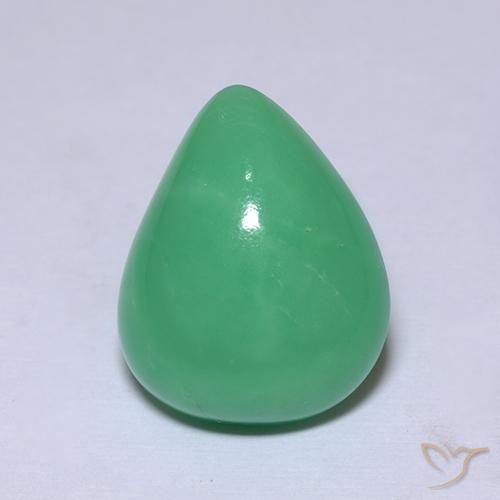 7.53克拉天然绿色绿玉髓，梨形，14.9×12毫米，不透明