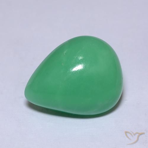 7.53克拉天然绿色绿玉髓，梨形，14.9×12毫米，不透明