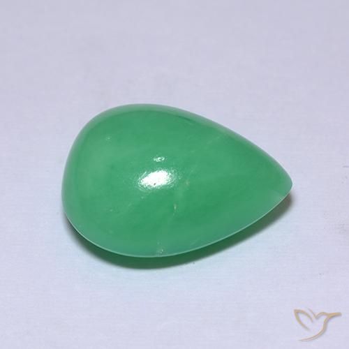 7.53克拉天然绿色绿玉髓，梨形，14.9×12毫米，不透明