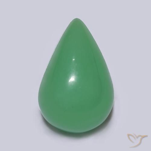 4.74克拉天然绿色绿玉髓，梨形，12.6×8.3毫米，半透明