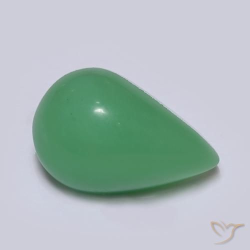 4.74克拉天然绿色绿玉髓，梨形，12.6×8.3毫米，半透明