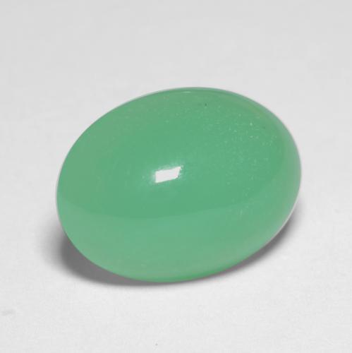 5.45克拉天然绿色绿玉髓，椭圆形切割，13.7×9.9毫米，半透明