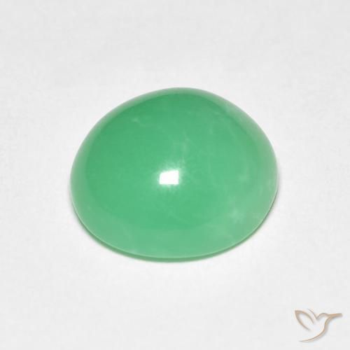3.38克拉天然绿色绿玉髓，椭圆形切割，10.1×9.2毫米，不透明