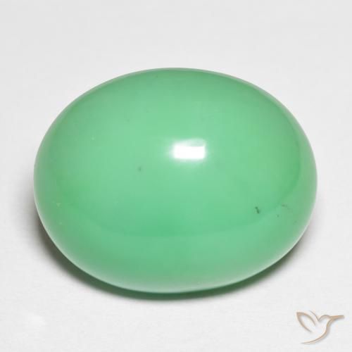 15.90克拉天然绿色绿玉髓，椭圆形切割，17.8×14.4毫米，不透明