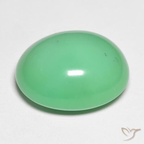 15.90克拉天然绿色绿玉髓，椭圆形切割，17.8×14.4毫米，不透明