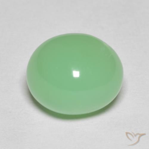 4.85克拉天然绿色绿玉髓，椭圆形切割，11.1×9.5毫米，不透明