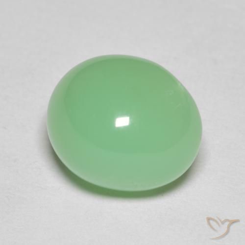 4.85克拉天然绿色绿玉髓，椭圆形切割，11.1×9.5毫米，不透明