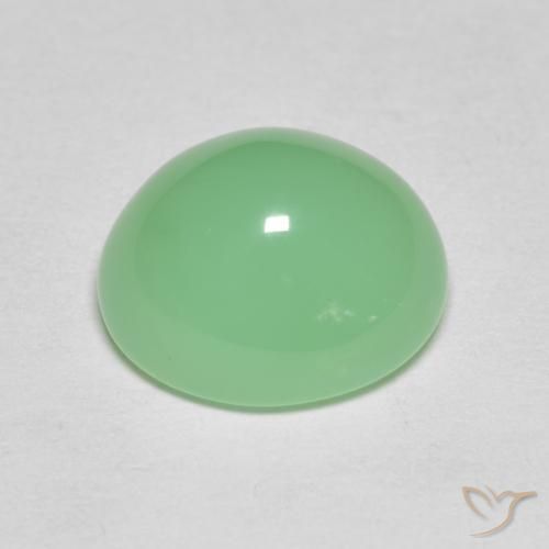 4.85克拉天然绿色绿玉髓，椭圆形切割，11.1×9.5毫米，不透明
