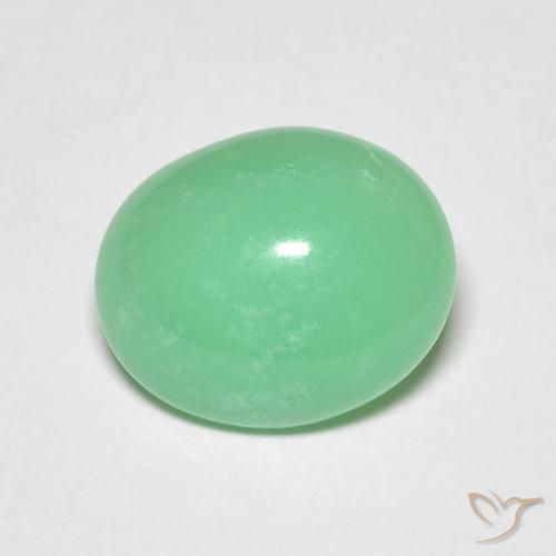 3.34克拉天然绿色绿玉髓，椭圆形切割，11.2×9.2毫米，透明