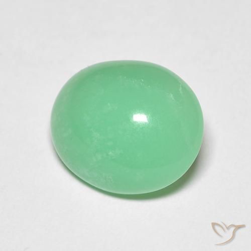3.34克拉天然绿色绿玉髓，椭圆形切割，11.2×9.2毫米，透明