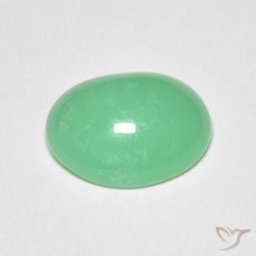 3.34克拉天然绿色绿玉髓，椭圆形切割，11.2×9.2毫米，透明