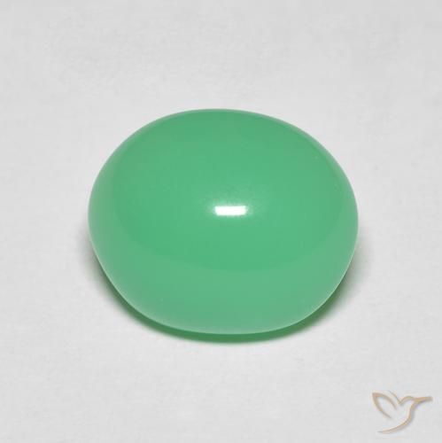 3.48ct 天然 三叶草绿 绿玉髓, 椭圆形, 不透明