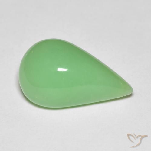 6.89克拉天然绿色绿玉髓，梨形，17×10.3毫米，不透明