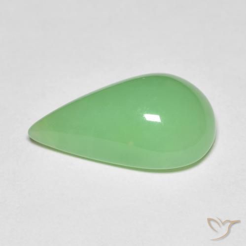 6.89克拉天然绿色绿玉髓，梨形，17×10.3毫米，不透明