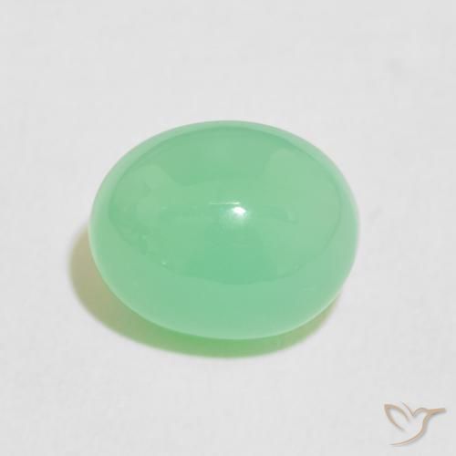 3.60ct 天然 淡黄绿色 绿玉髓, 椭圆形, 不透明