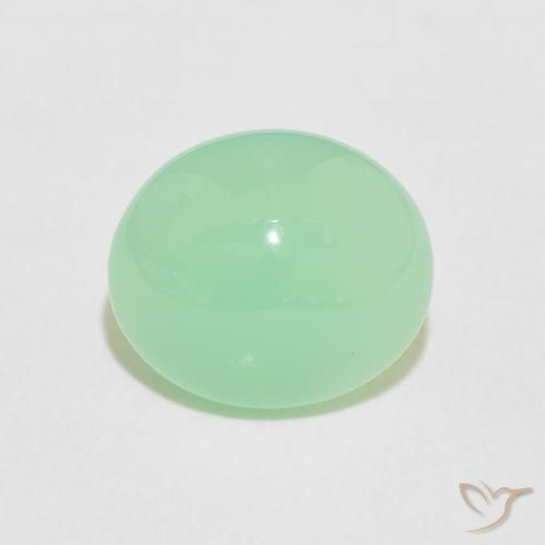 2.98ct 天然 浅蕨绿色 绿玉髓, 椭圆形, 不透明
