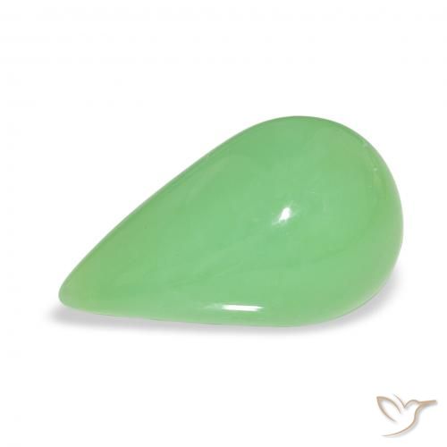 6.89ct 天然 充满活力的绿色 绿玉髓, 梨形, 不透明