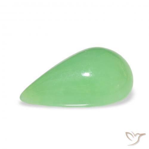 6.89克拉天然绿玉髓，梨形，不透明