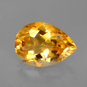 5.19克拉天然黄色黄水晶，梨形，14×10.1毫米，VVS