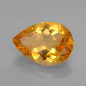 4.84克拉天然黄色黄水晶，梨形，14×9.9毫米，VVS-VS