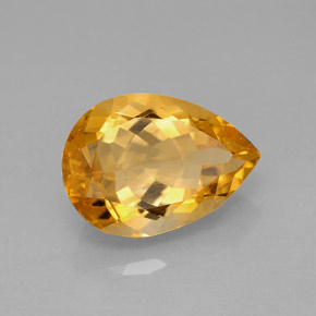 5.09克拉天然黄色黄水晶，梨形，14×9.9毫米，VVS