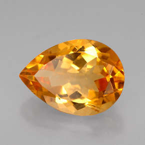 5.08克拉天然黄色黄水晶，梨形，14×10毫米，VVS