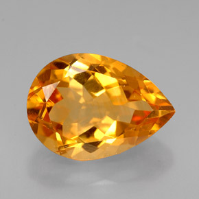 5.08克拉天然黄色黄水晶，梨形，14×10毫米，VVS