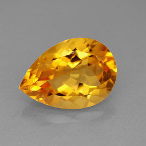 4.91克拉天然黄色黄水晶，梨形，14×9.9毫米，VVS-VS